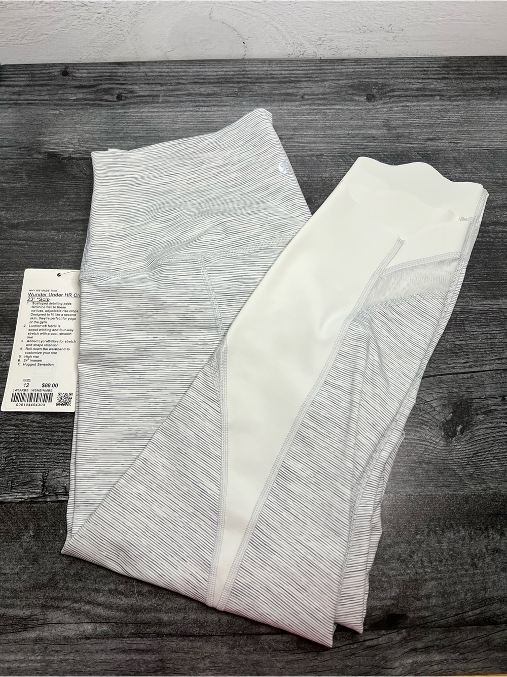 lululemon athletica Wunder Under White & Light Gray Scalloped Leggings